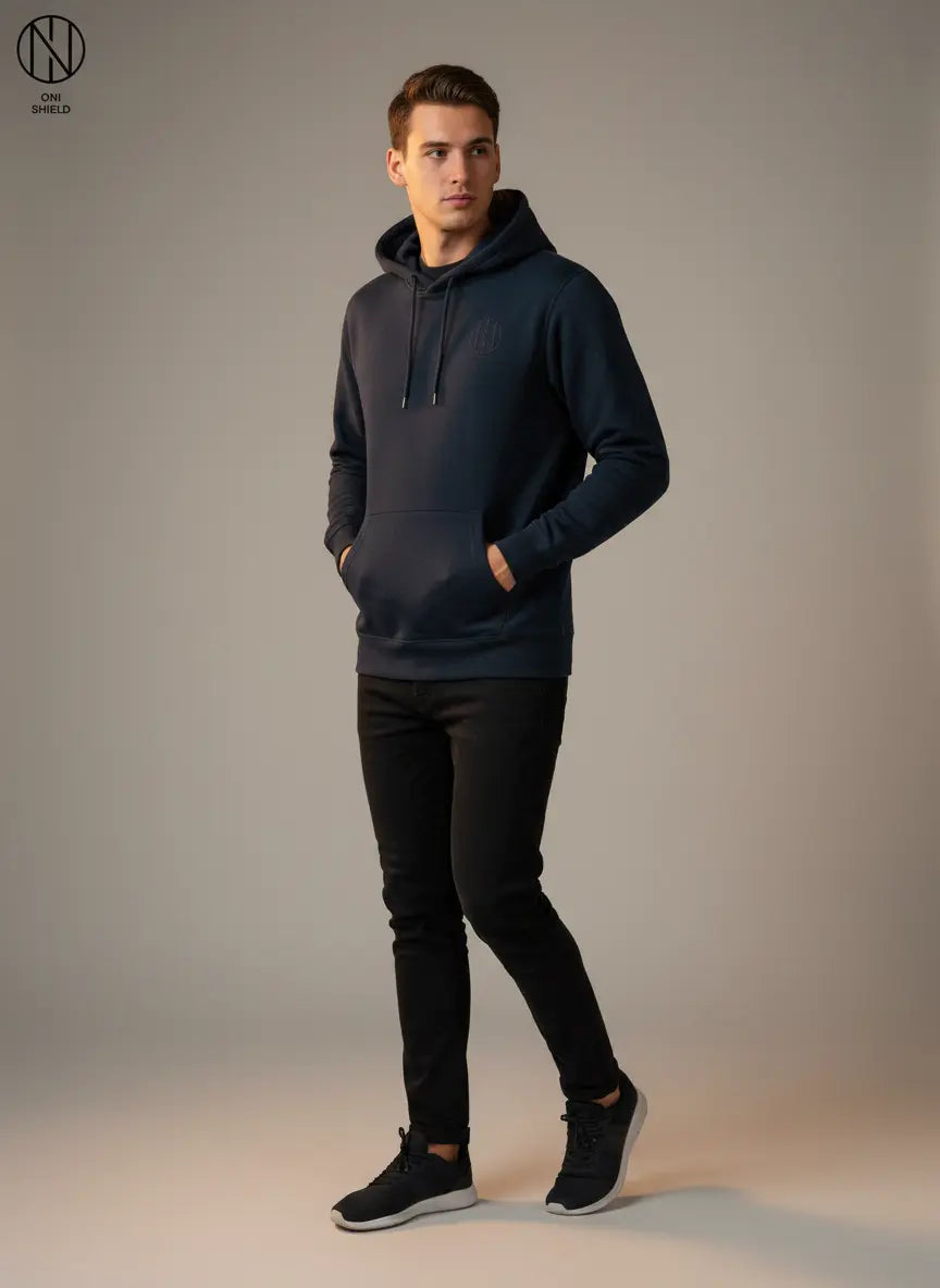 Oni Shield Navy Hoodie Oni Shield