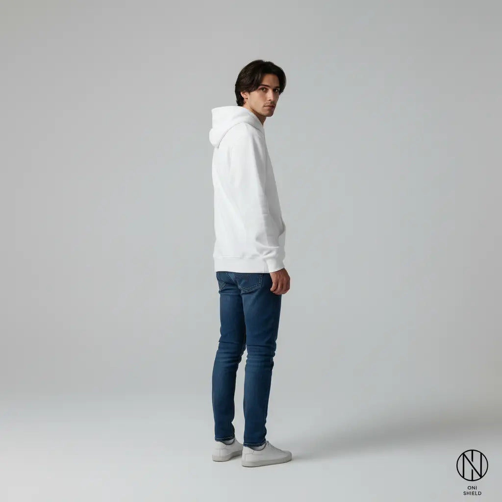Oni Shield White Hoodie Oni Shield