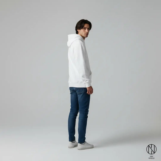 Oni Shield White Hoodie Oni Shield