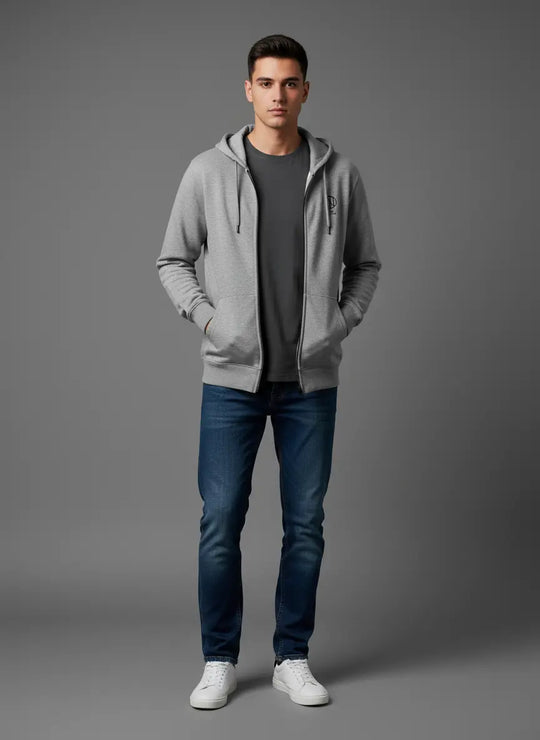 Oni Shield Full Zip Grey Hoodie Oni Shield