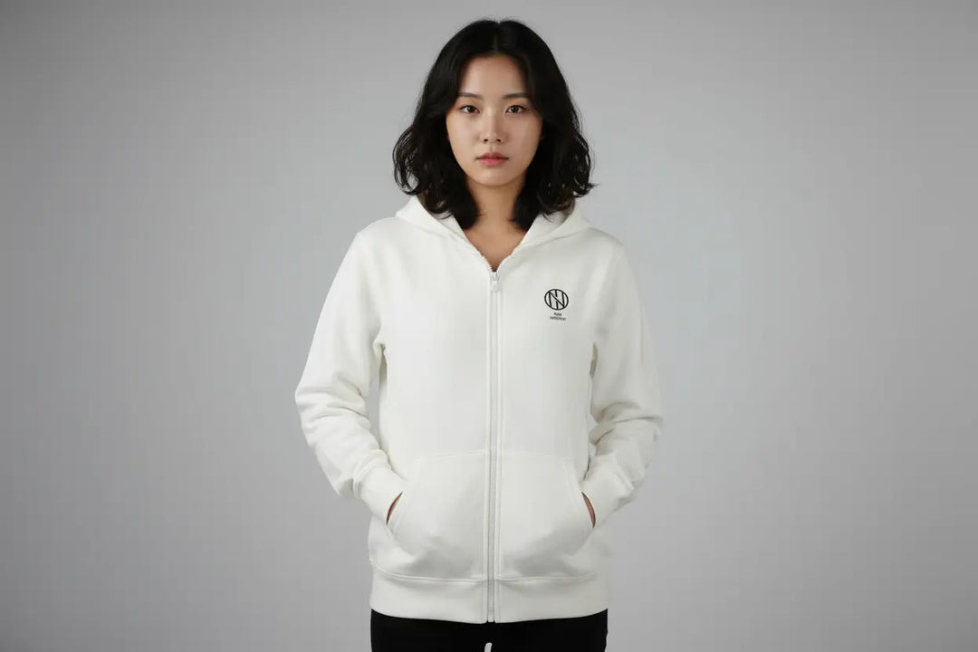 Oni Shield Full Zip White Hoodie Oni Shield