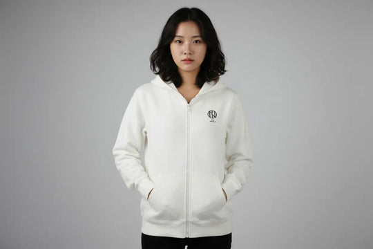 Oni Shield Full Zip White Hoodie Oni Shield