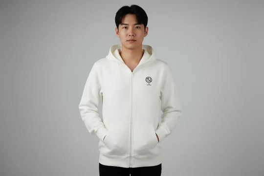 Oni Shield Full Zip White Hoodie Oni Shield